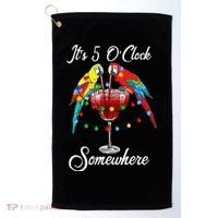 Parrots Drinking Margarita It's 5 O'clock Somewhere Golf Towel thumb 0