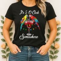 Parrots Drinking Margarita It's 5 O'clock Somewhere Women's T-Shirt thumb 2