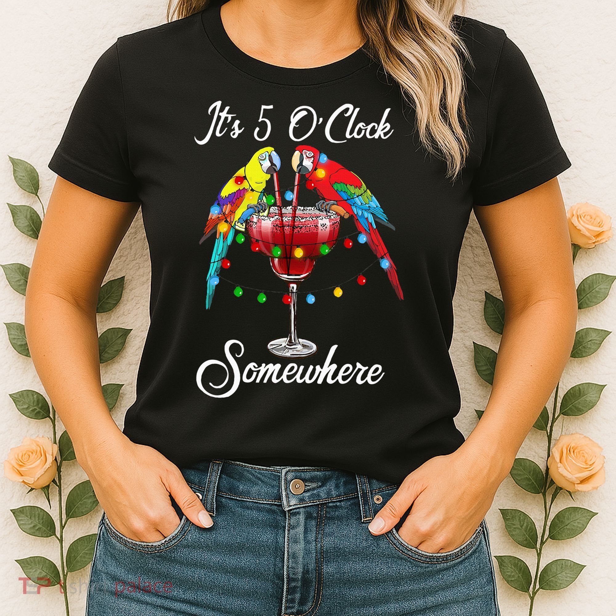 Parrots Drinking Margarita It's 5 O'clock Somewhere Women's T-Shirt