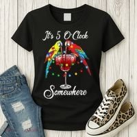 Parrots Drinking Margarita It's 5 O'clock Somewhere Women's T-Shirt thumb 3