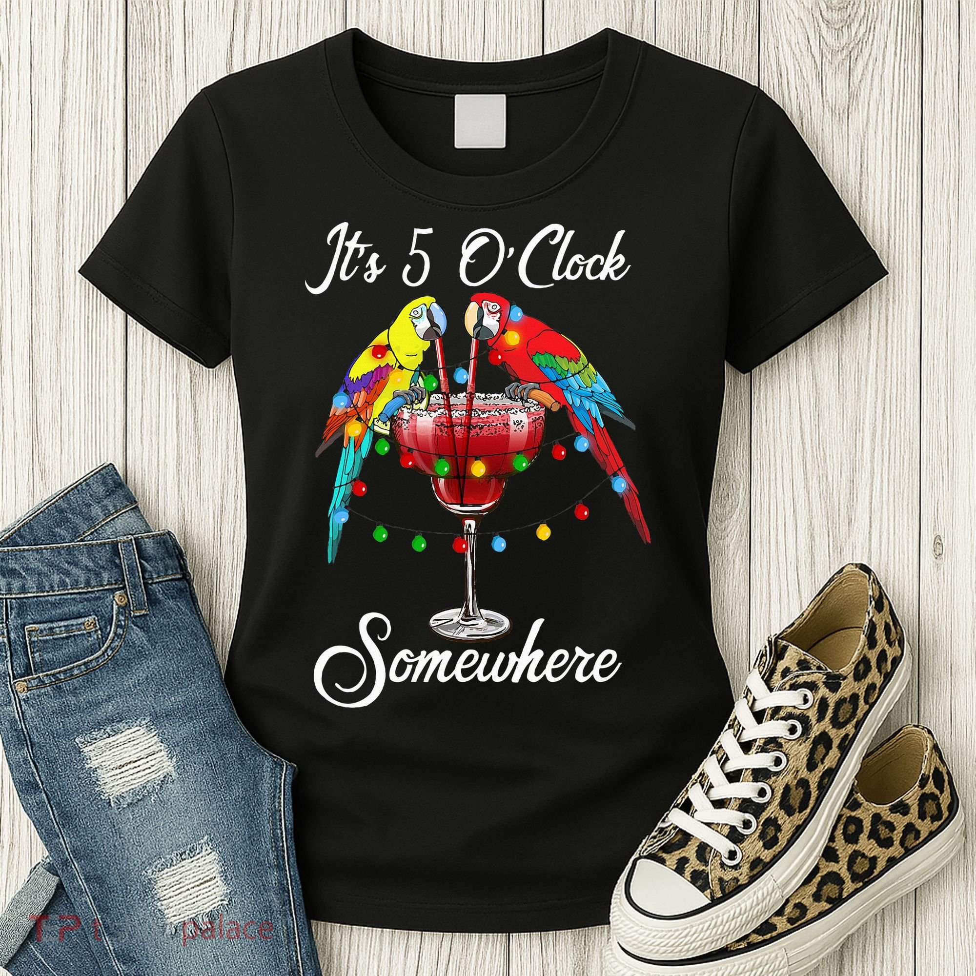 Parrots Drinking Margarita It's 5 O'clock Somewhere Women's T-Shirt