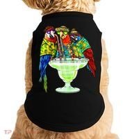 Parrots Drinking Margarita Hawaiian Vacation Birds Doggie Tank thumb 0