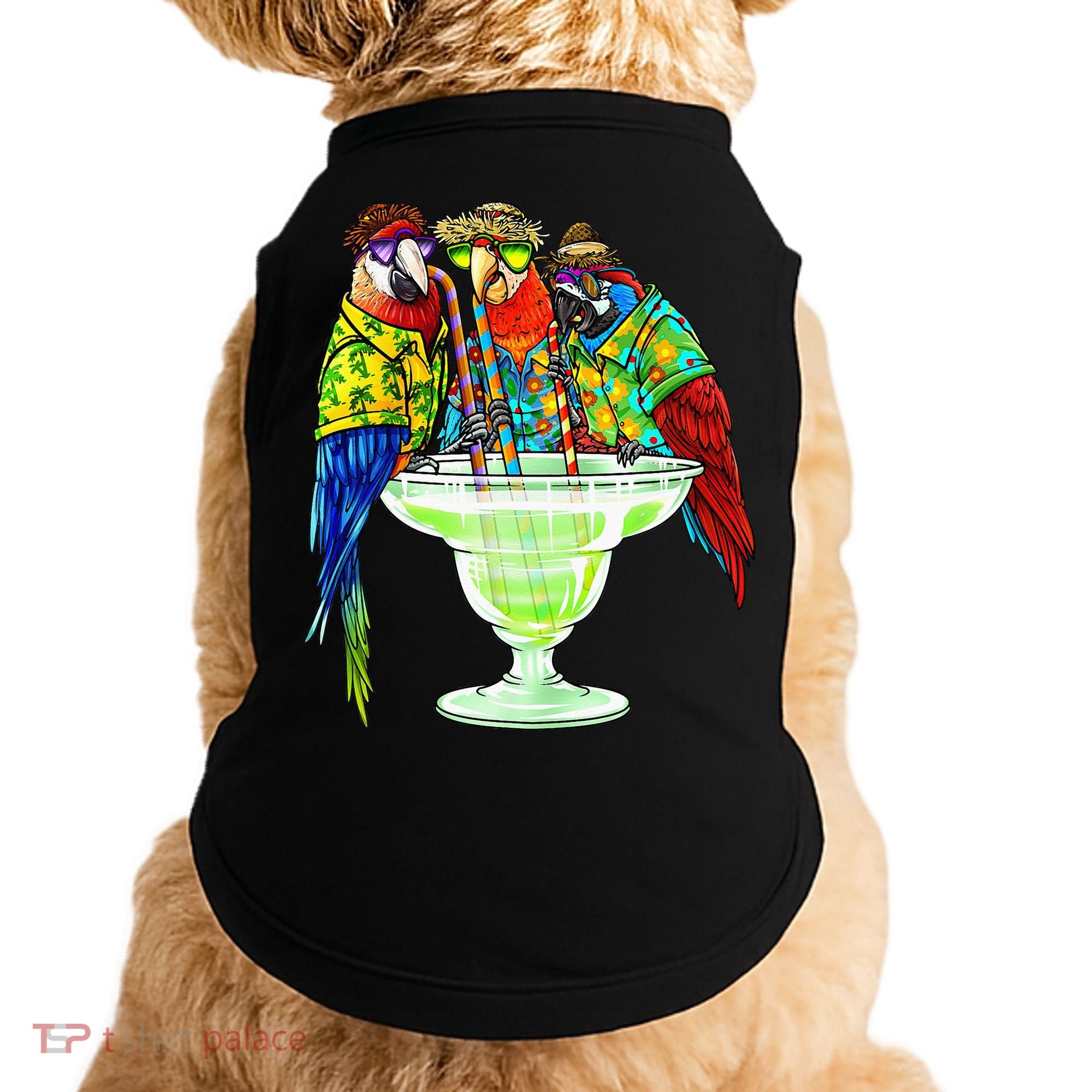 Parrots Drinking Margarita Hawaiian Vacation Birds Doggie Tank
