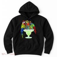 Parrots Drinking Margarita Hawaiian Vacation Birds Hoodie thumb 0