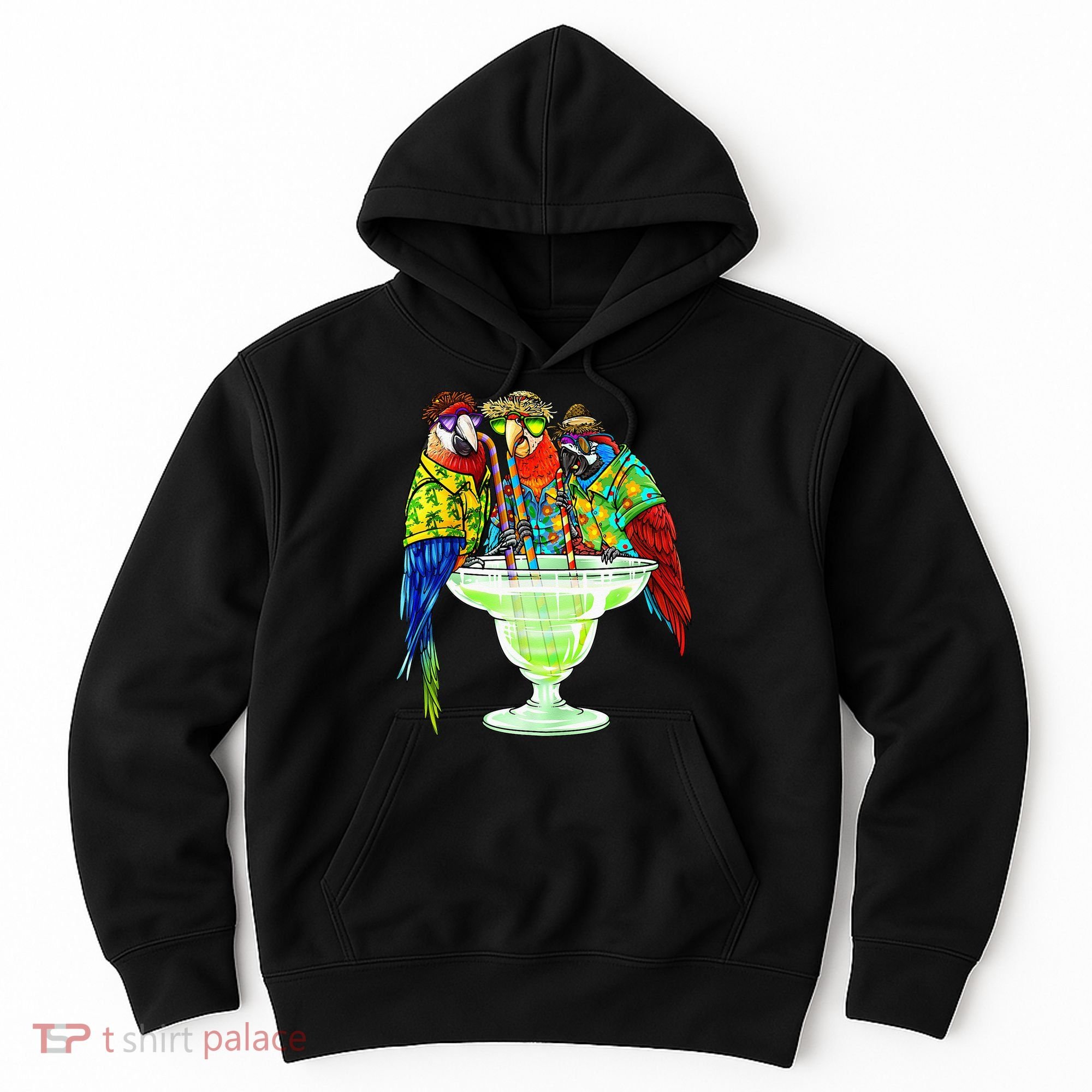 Parrots Drinking Margarita Hawaiian Vacation Birds Hoodie
