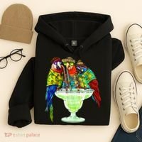 Parrots Drinking Margarita Hawaiian Vacation Birds Hoodie thumb 4