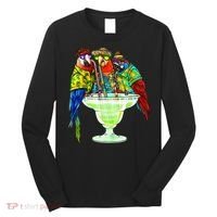 Parrots Drinking Margarita Hawaiian Vacation Birds Long Sleeve Shirt thumb 0