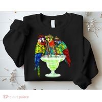 Parrots Drinking Margarita Hawaiian Vacation Birds Sweatshirt thumb 2