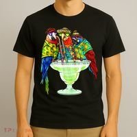 Parrots Drinking Margarita Hawaiian Vacation Birds T-Shirt thumb 3