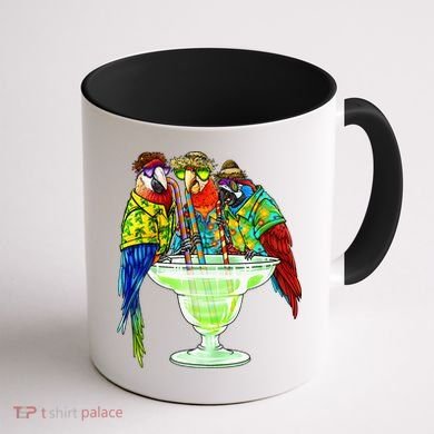 Parrots Drinking Margarita Hawaiian Vacation Birds Coffee Mug back