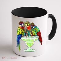Parrots Drinking Margarita Hawaiian Vacation Birds Coffee Mug thumb 1