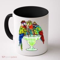 Parrots Drinking Margarita Hawaiian Vacation Birds Coffee Mug thumb 0