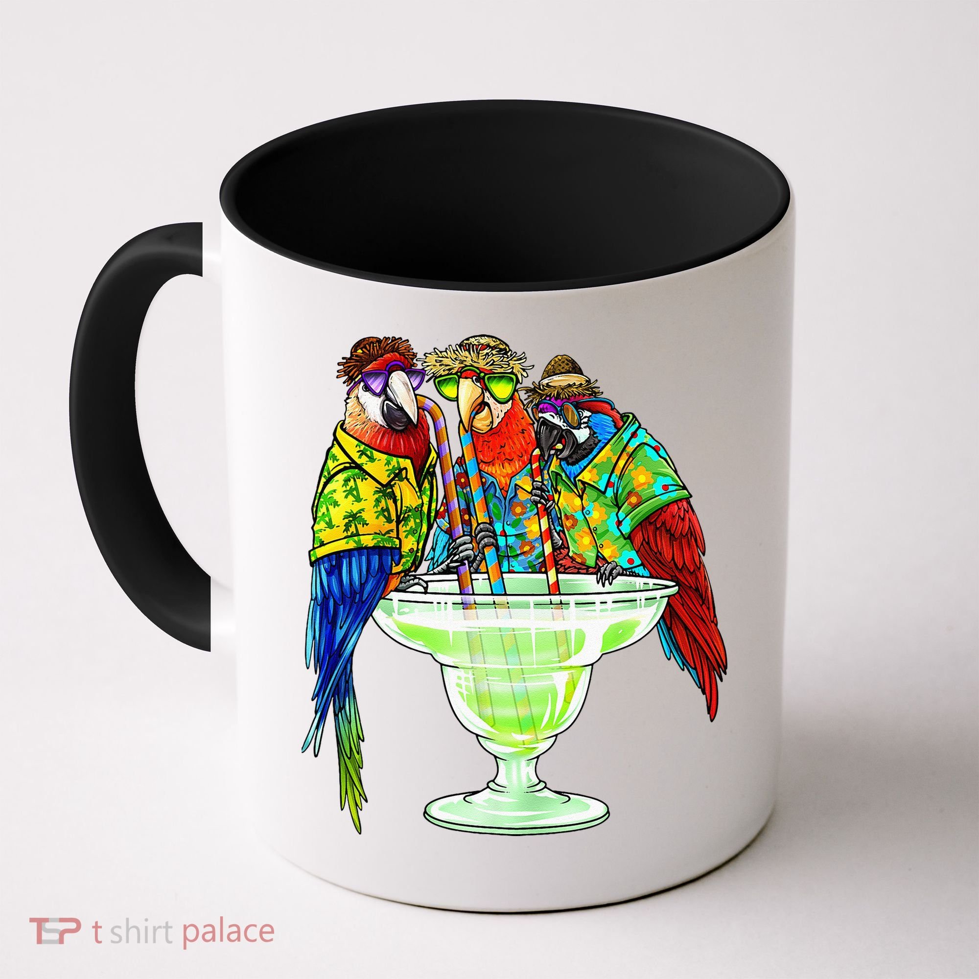 Parrots Drinking Margarita Hawaiian Vacation Birds Coffee Mug