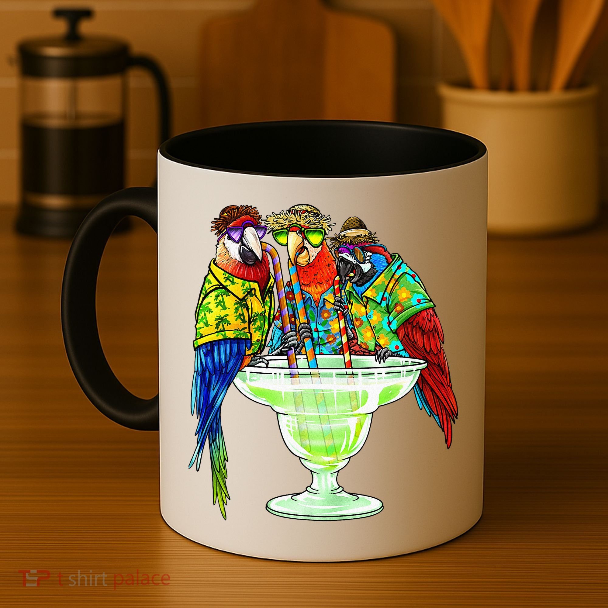 Parrots Drinking Margarita Hawaiian Vacation Birds Coffee Mug