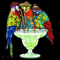 Parrots Drinking Margarita Hawaiian Vacation Birds Coffee Mug thumb 5