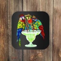 Parrots Drinking Margarita Hawaiian Vacation Birds Coaster thumb 0