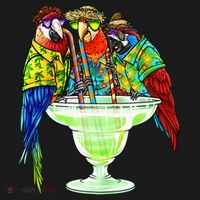 Parrots Drinking Margarita Hawaiian Vacation Birds Coaster thumb 2