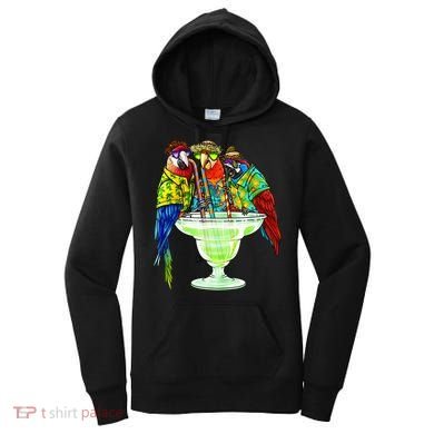 Parrots Drinking Margarita Hawaiian Vacation Birds Women's Hoodie