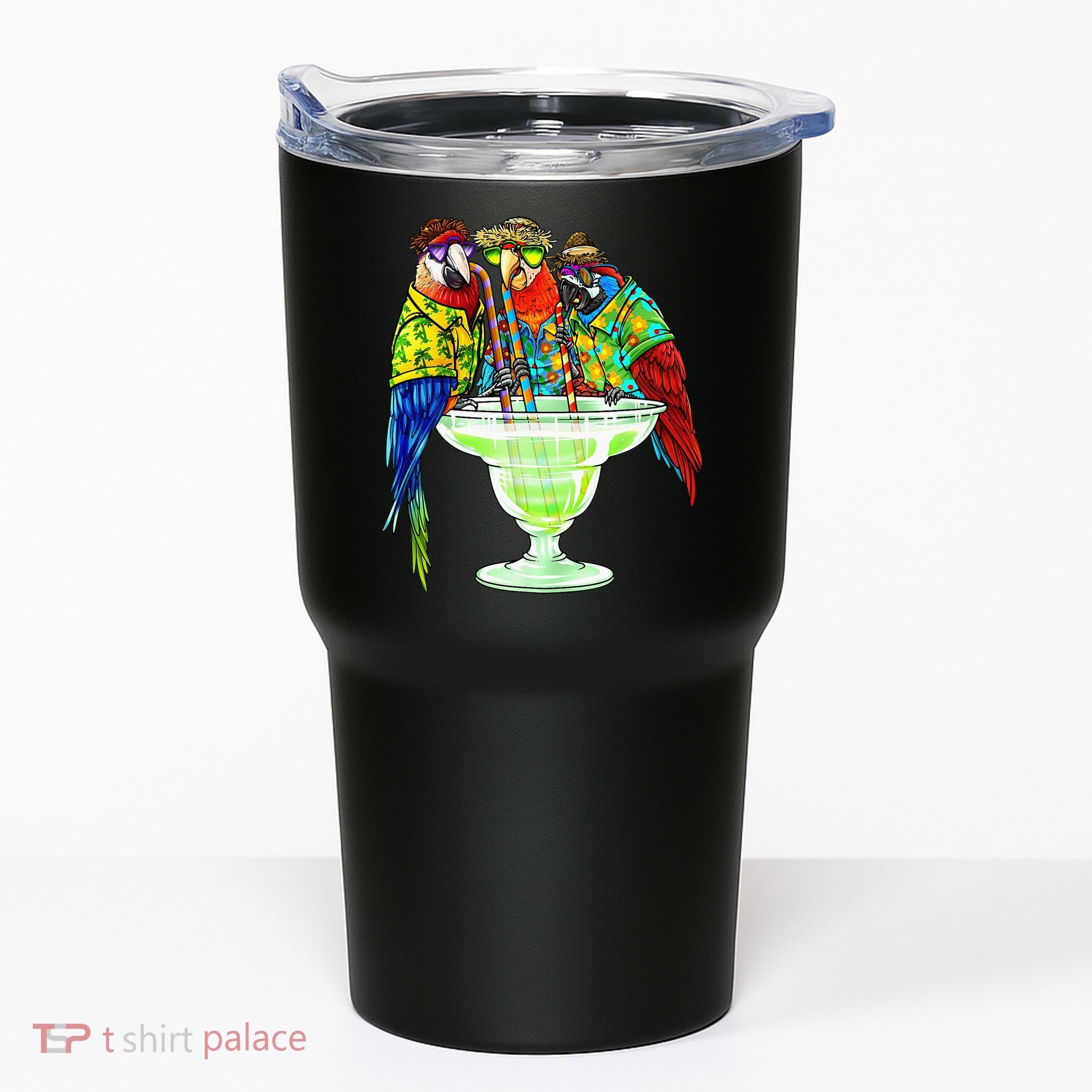 Parrots Drinking Margarita Hawaiian Vacation Birds Tumbler