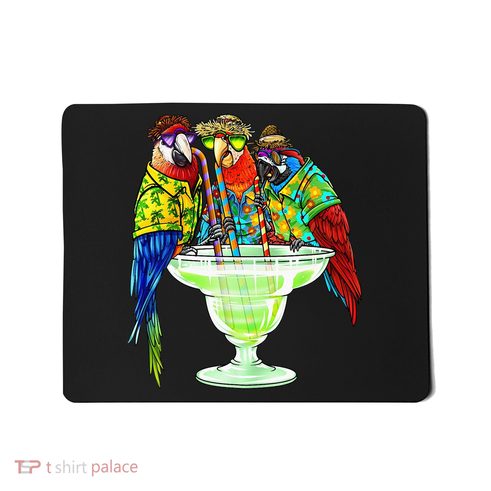 Parrots Drinking Margarita Hawaiian Vacation Birds Mousepad