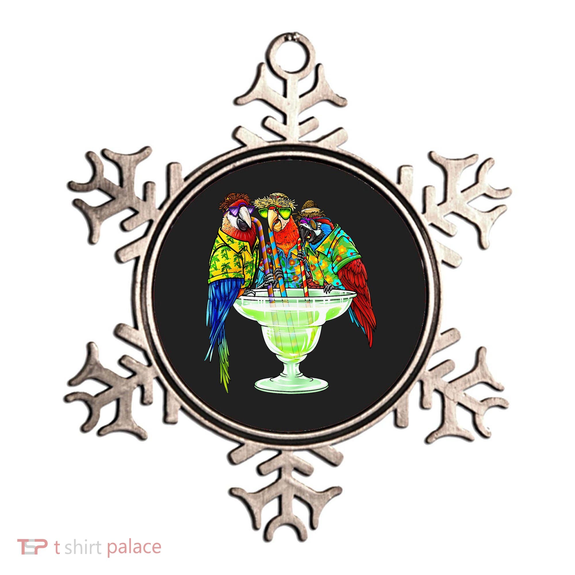 Parrots Drinking Margarita Hawaiian Vacation Birds Ornament