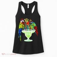 Parrots Drinking Margarita Hawaiian Vacation Birds Women's Tank Top thumb 0