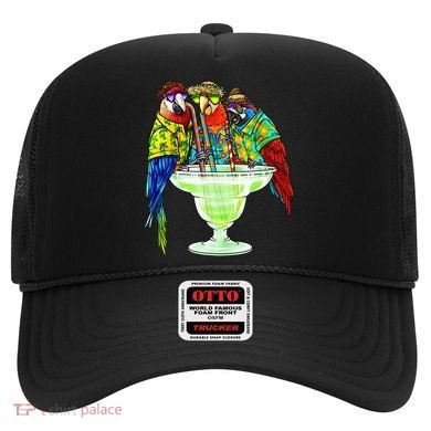 Parrots Drinking Margarita Hawaiian Vacation Birds Hat