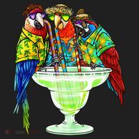 Parrots Drinking Margarita Hawaiian Vacation Birds Hat thumb 2