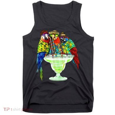 Parrots Drinking Margarita Hawaiian Vacation Birds Tank Top