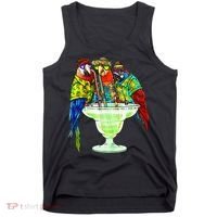 Parrots Drinking Margarita Hawaiian Vacation Birds Tank Top thumb 0