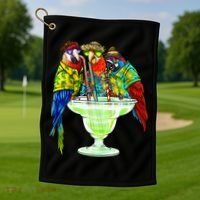 Parrots Drinking Margarita Hawaiian Vacation Birds Golf Towel thumb 1