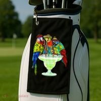 Parrots Drinking Margarita Hawaiian Vacation Birds Golf Towel thumb 2