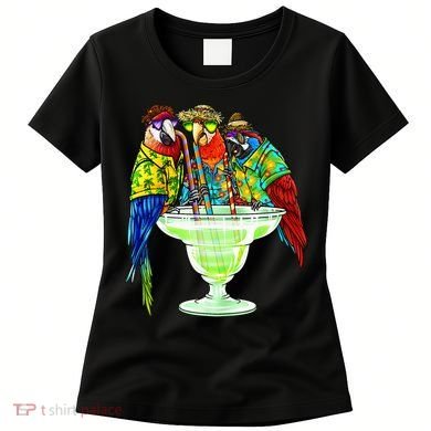 Parrots Drinking Margarita Hawaiian Vacation Birds Women's T-Shirt