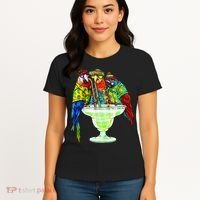 Parrots Drinking Margarita Hawaiian Vacation Birds Women's T-Shirt thumb 4