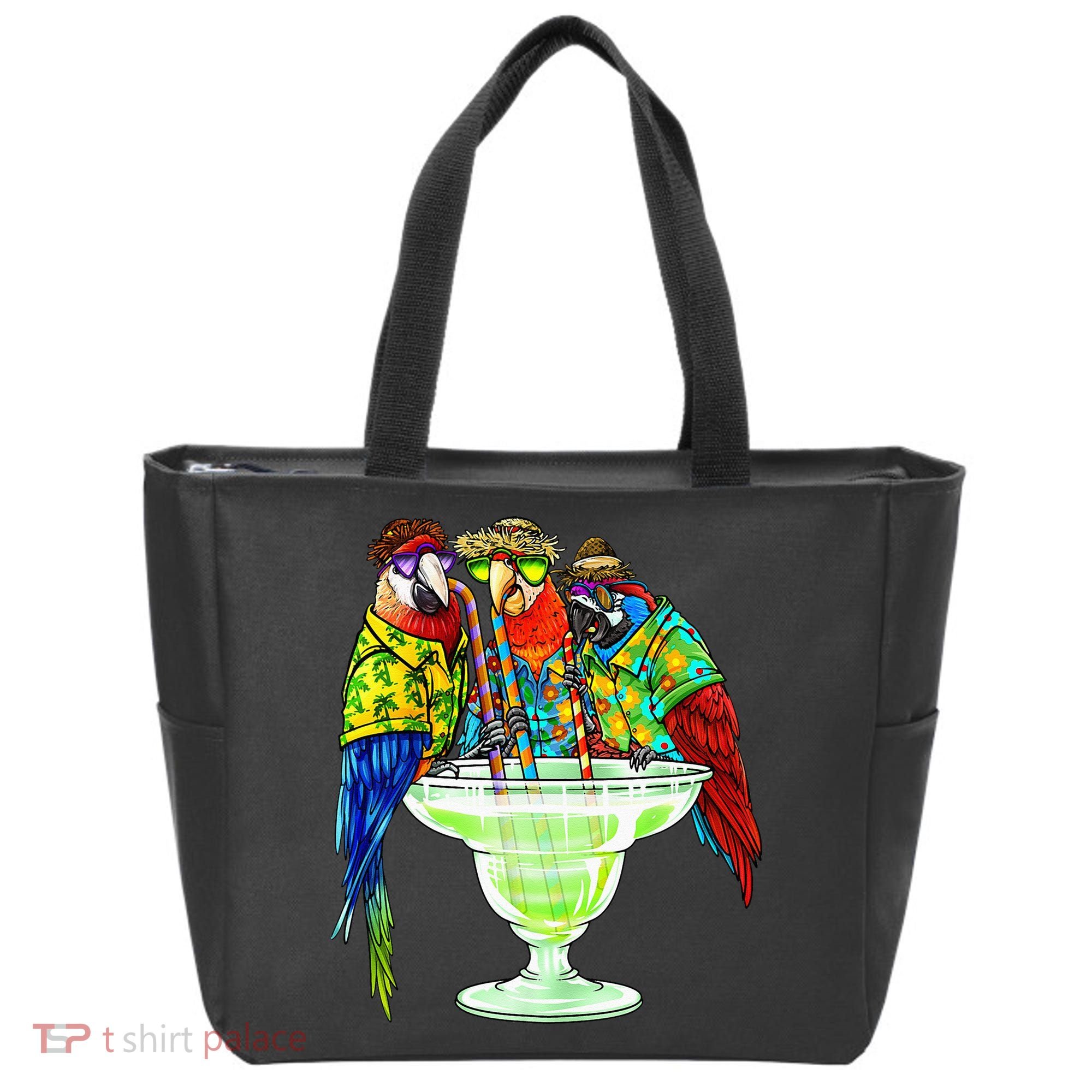 Parrots Drinking Margarita Hawaiian Vacation Birds Tote Bag