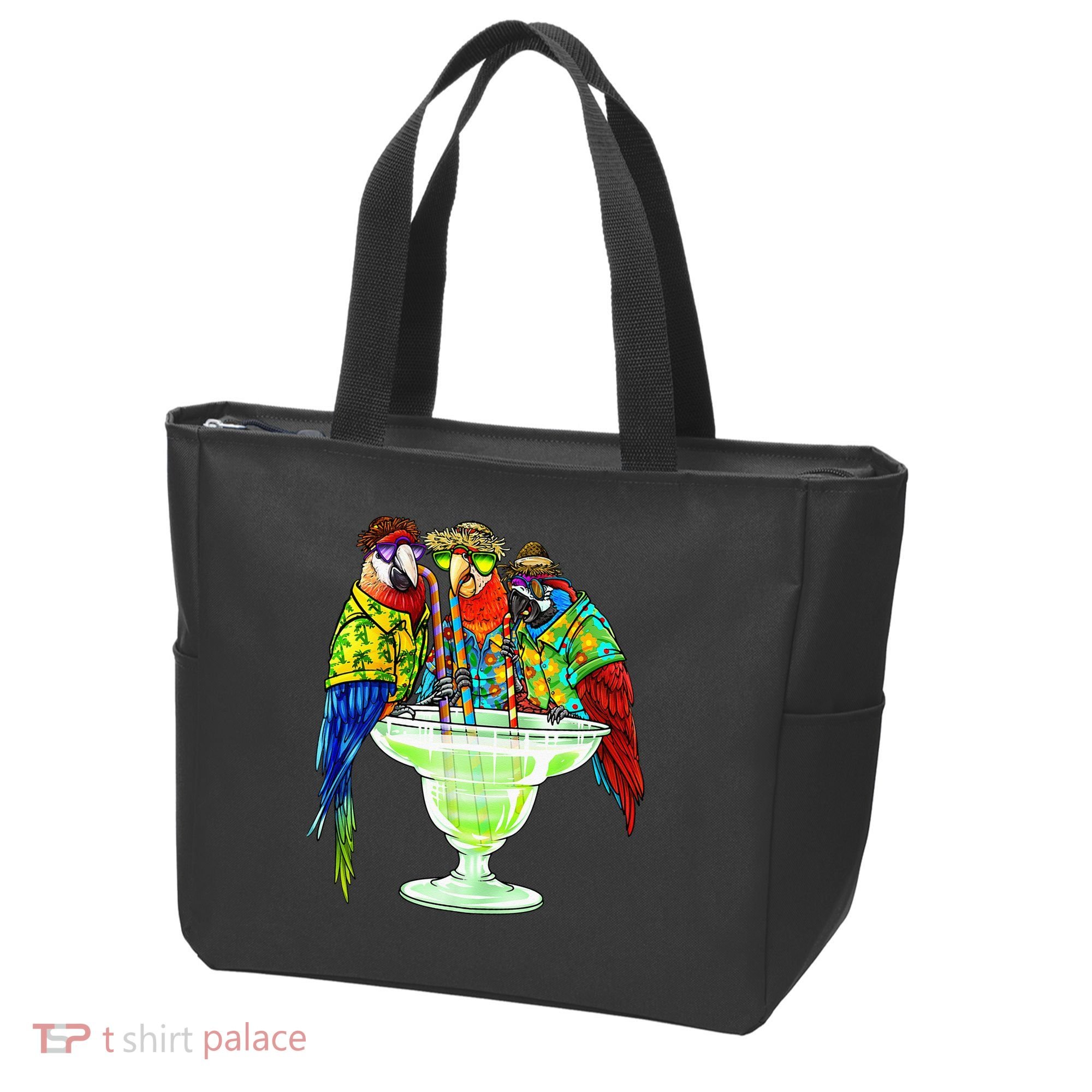 Parrots Drinking Margarita Hawaiian Vacation Birds Tote Bag