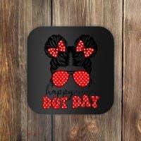 Polka Dot Messy Bun International Dots Day Teacher Happy Dot Day Gift Coaster thumb 0