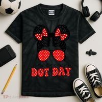 Polka Dot Messy Bun International Dots Day Teacher Happy Dot Day Gift Kids Tie-Dye T-Shirt thumb 2