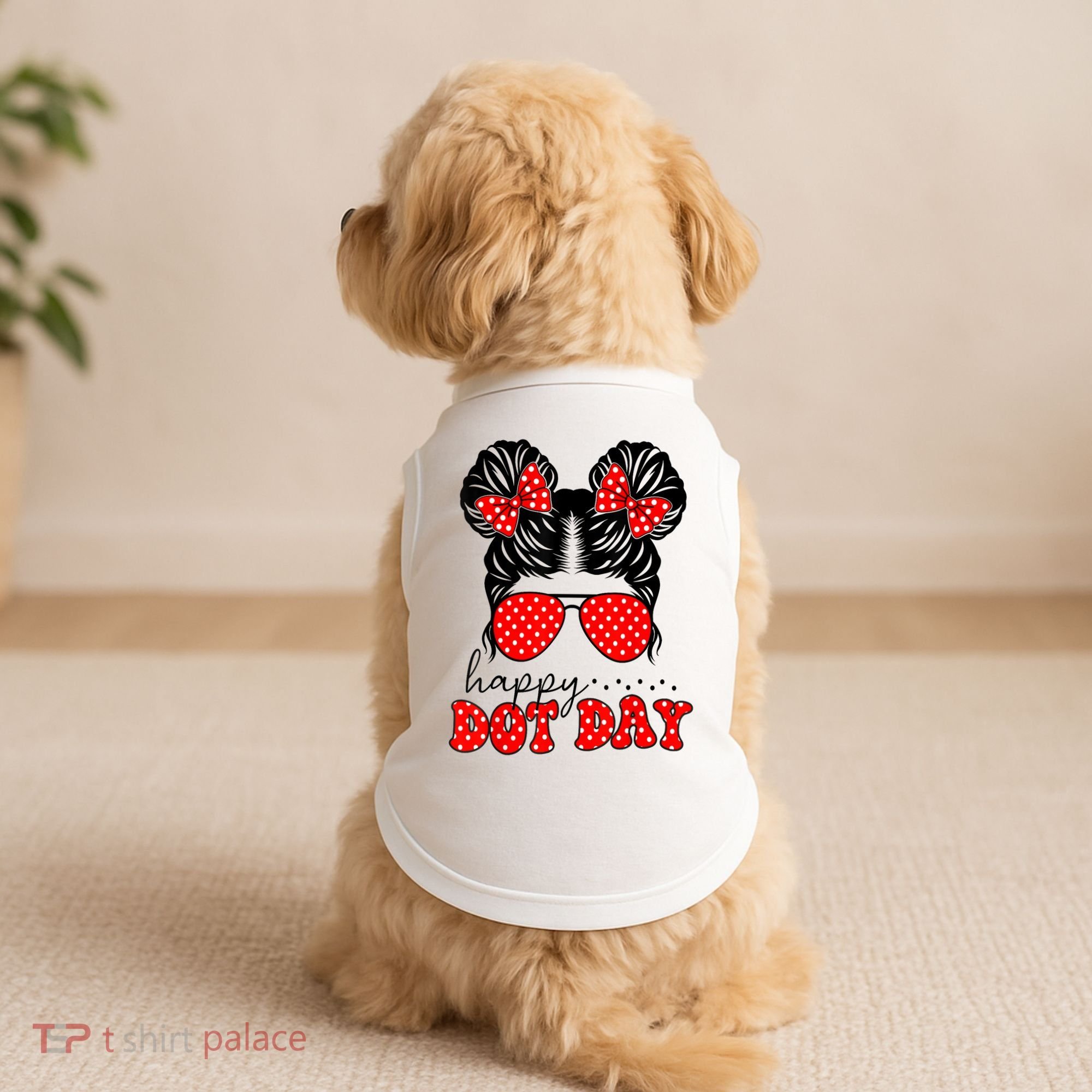 Polka Dot Messy Bun International Dots Day Teacher Happy Dot Day Gift Doggie Tank