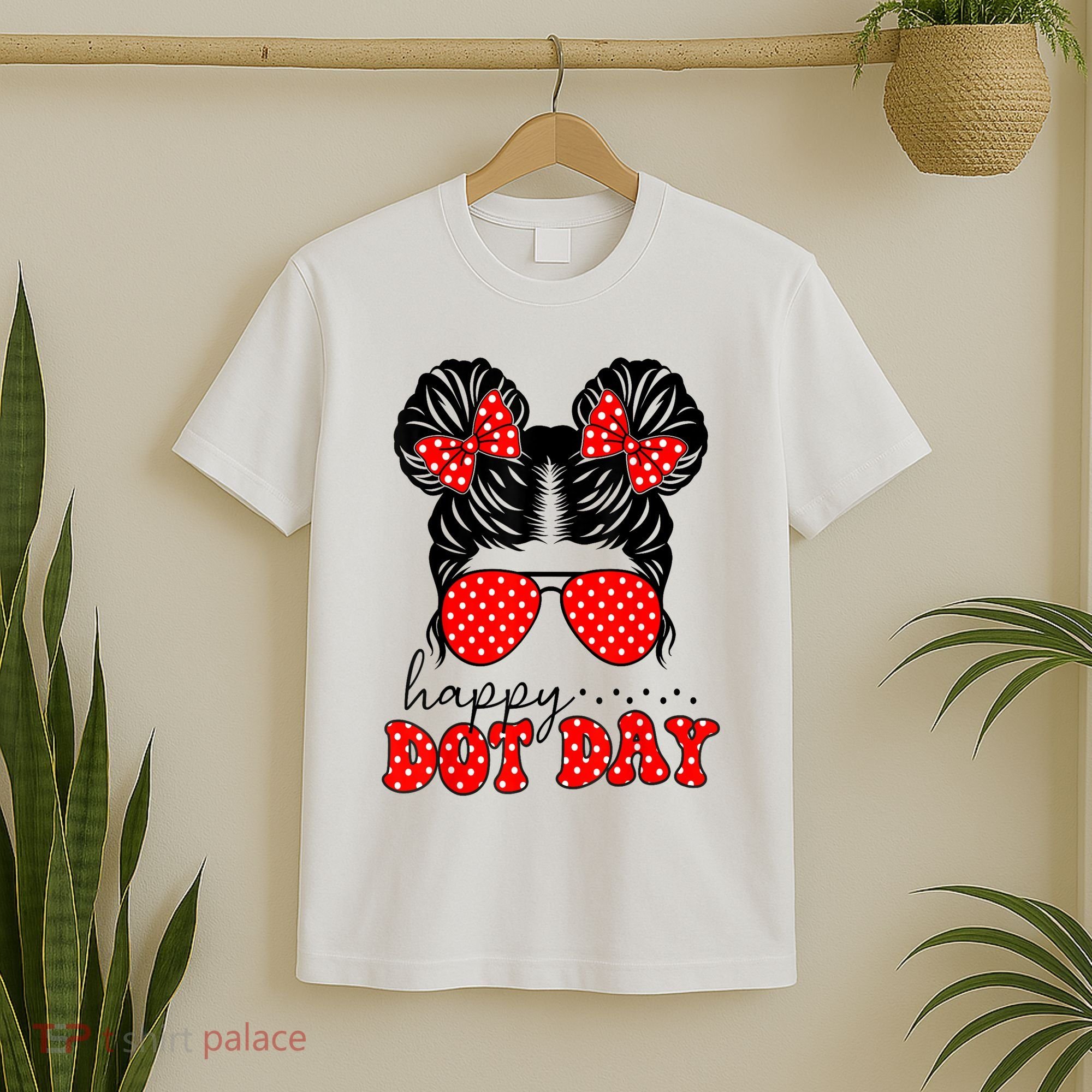 Polka Dot Messy Bun International Dots Day Teacher Happy Dot Day Gift T-Shirt