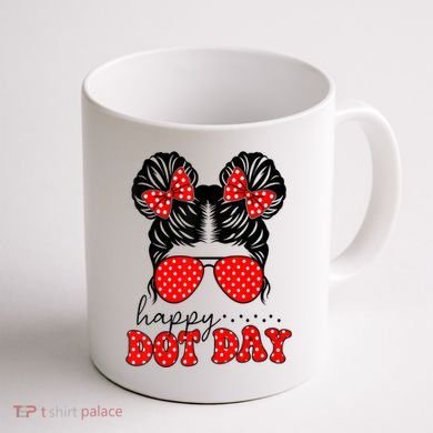 Polka Dot Messy Bun International Dots Day Teacher Happy Dot Day Gift Coffee Mug back