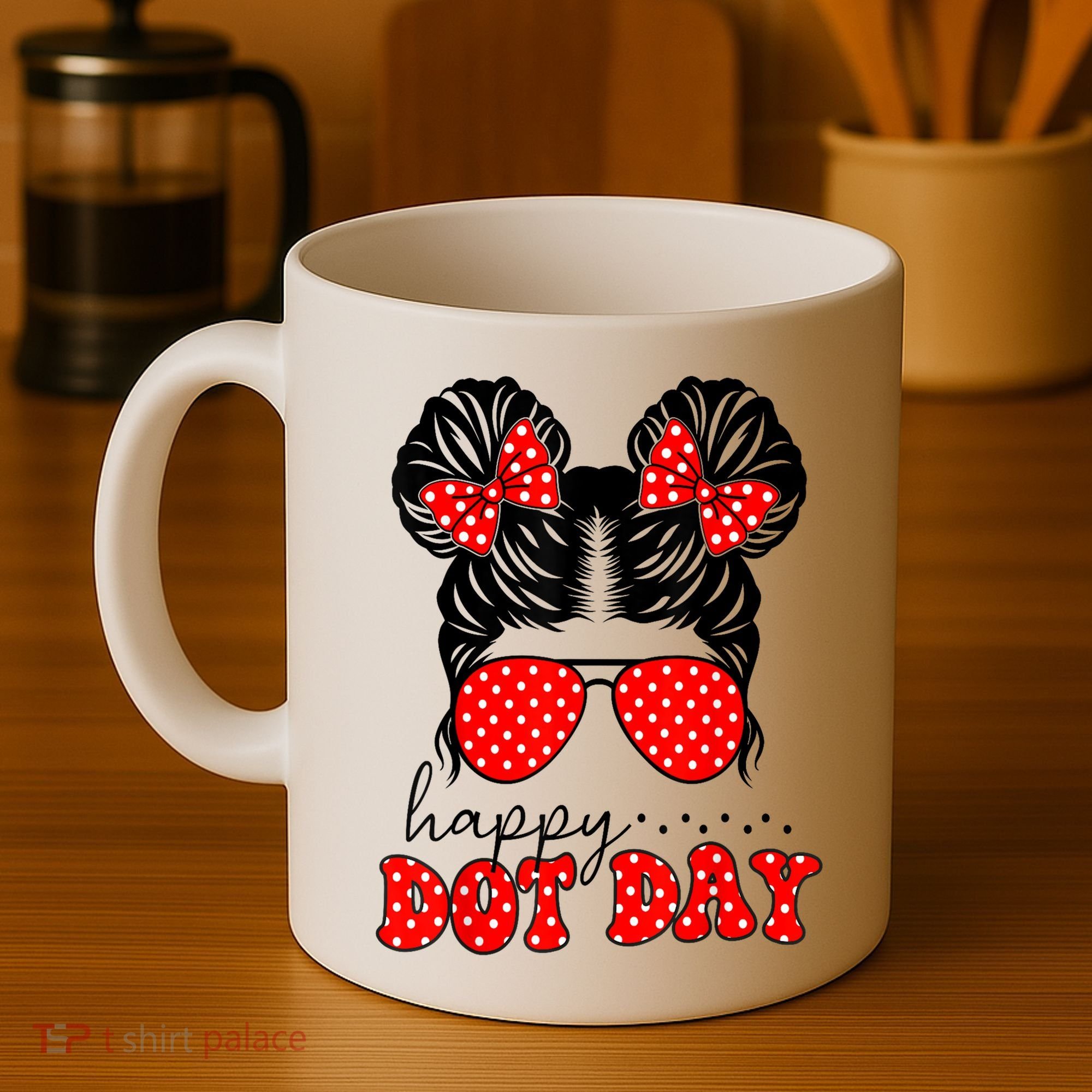 Polka Dot Messy Bun International Dots Day Teacher Happy Dot Day Gift Coffee Mug