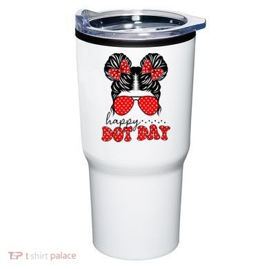 Polka Dot Messy Bun International Dots Day Teacher Happy Dot Day Gift Tumbler