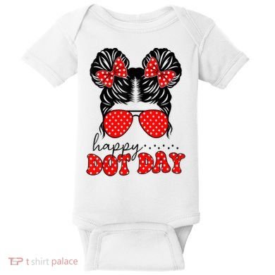 Polka Dot Messy Bun International Dots Day Teacher Happy Dot Day Gift Baby Bodysuit