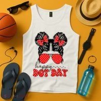 Polka Dot Messy Bun International Dots Day Teacher Happy Dot Day Gift Tank Top thumb 4