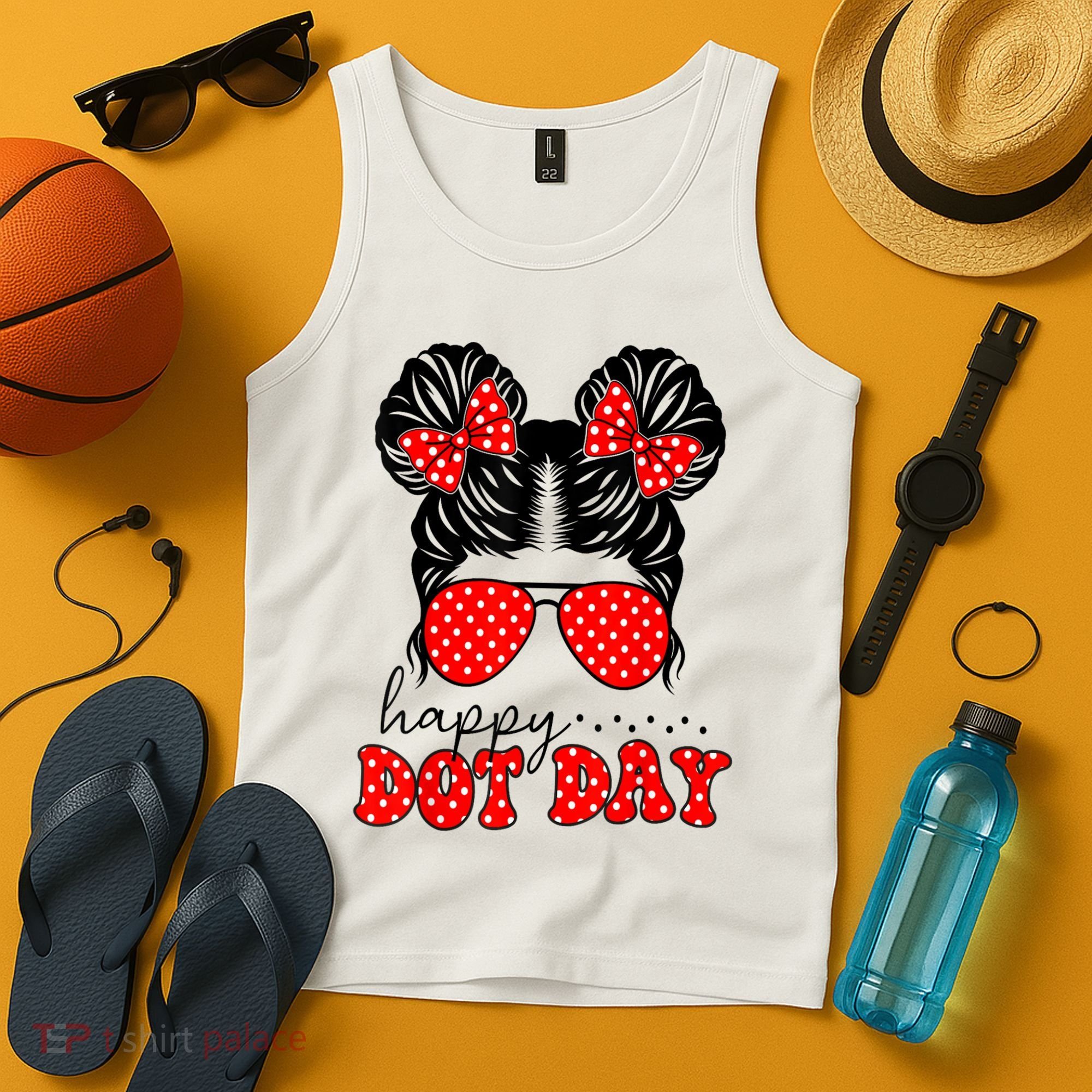 Polka Dot Messy Bun International Dots Day Teacher Happy Dot Day Gift Tank Top