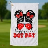 Polka Dot Messy Bun International Dots Day Teacher Happy Dot Day Gift Golf Towel thumb 1