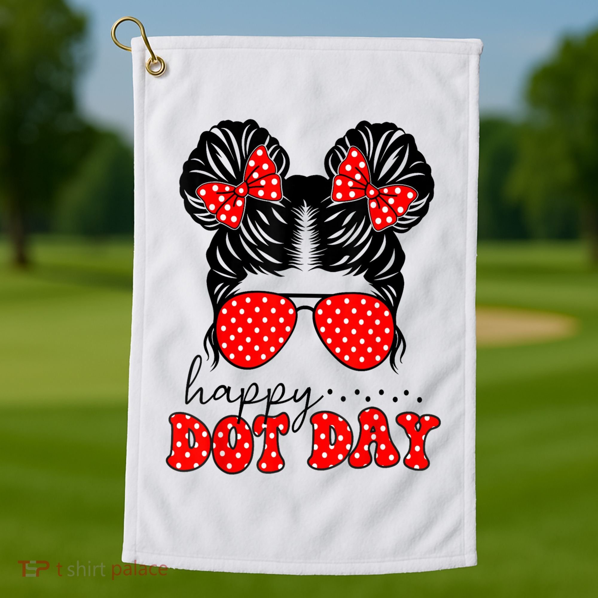 Polka Dot Messy Bun International Dots Day Teacher Happy Dot Day Gift Golf Towel