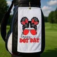 Polka Dot Messy Bun International Dots Day Teacher Happy Dot Day Gift Golf Towel thumb 2