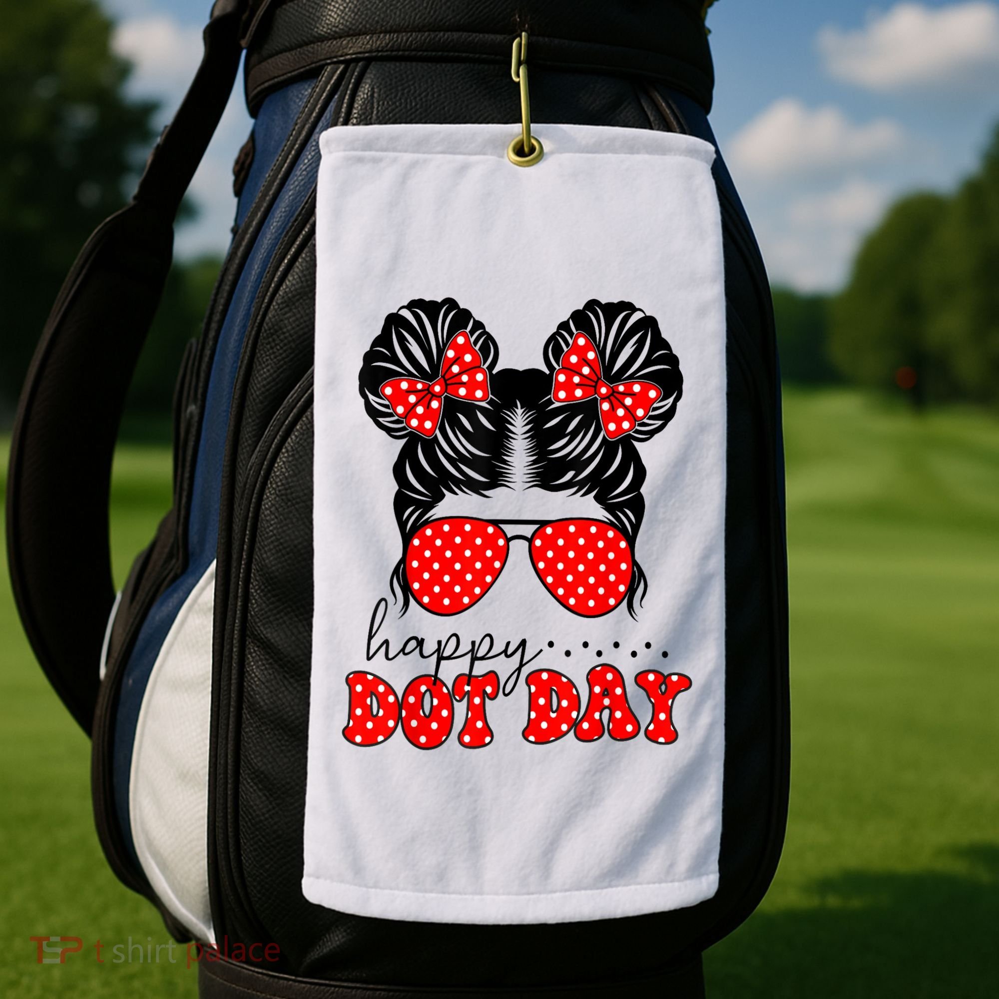 Polka Dot Messy Bun International Dots Day Teacher Happy Dot Day Gift Golf Towel